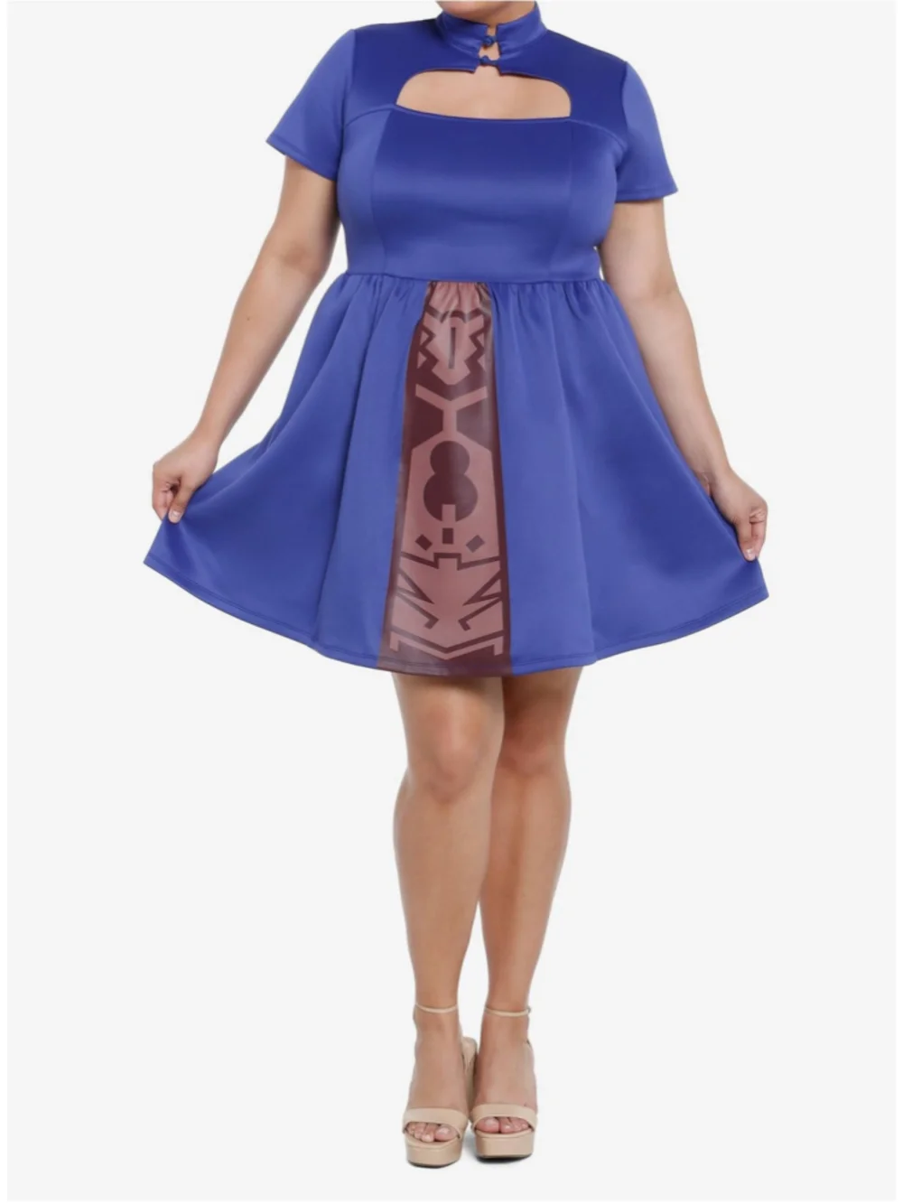 NWT Her Universe Star Wars Asajj Ventress Skater Dress Blue Cutout Plus Size 2 - Picture 2 of 6